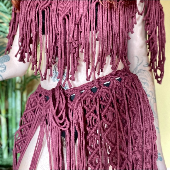 Handmade Macramé High Low Skirt - Picture 3 of 9